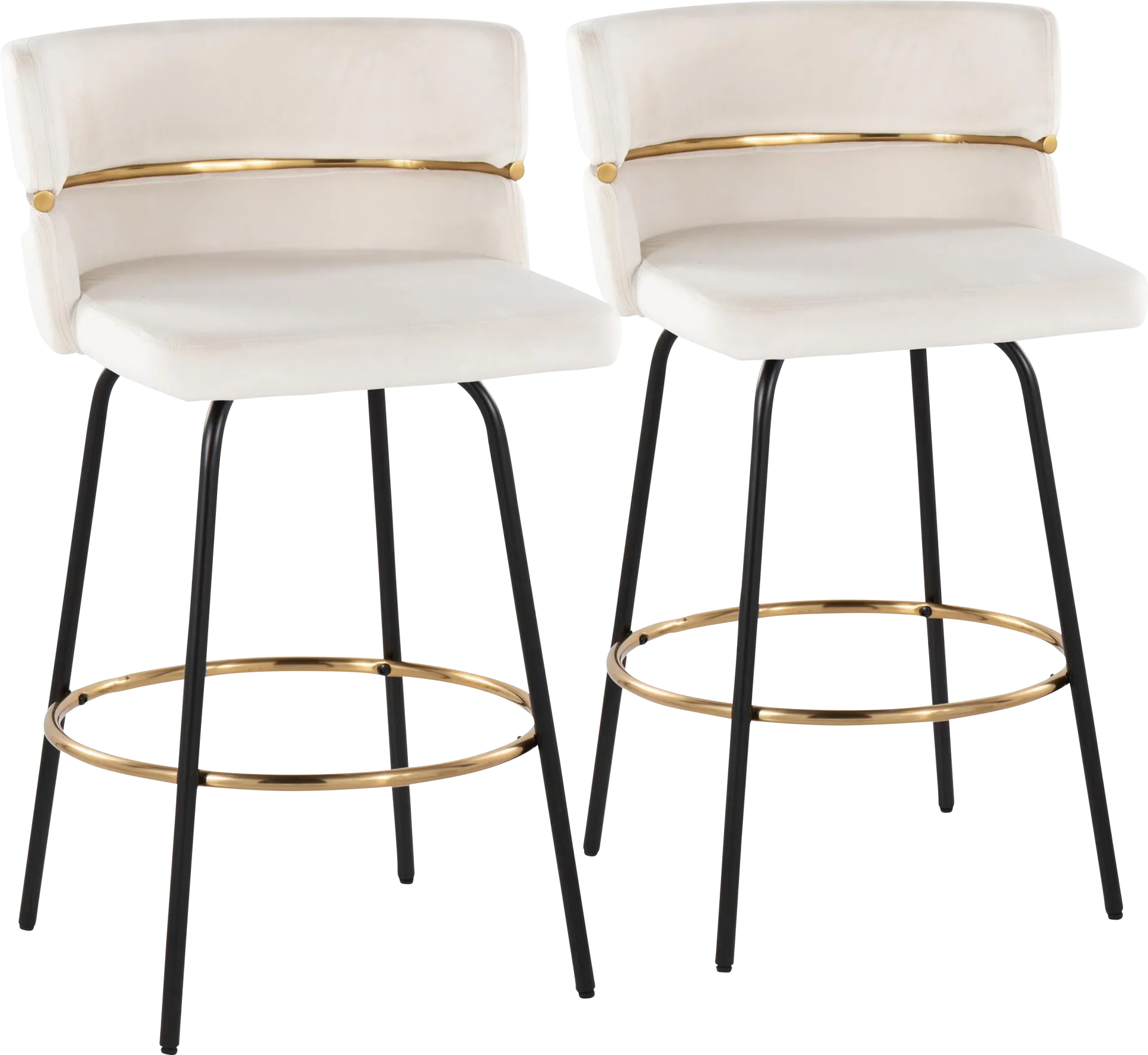 Percivale V Cream Swivel Barstool, Set of 2 - Image 1