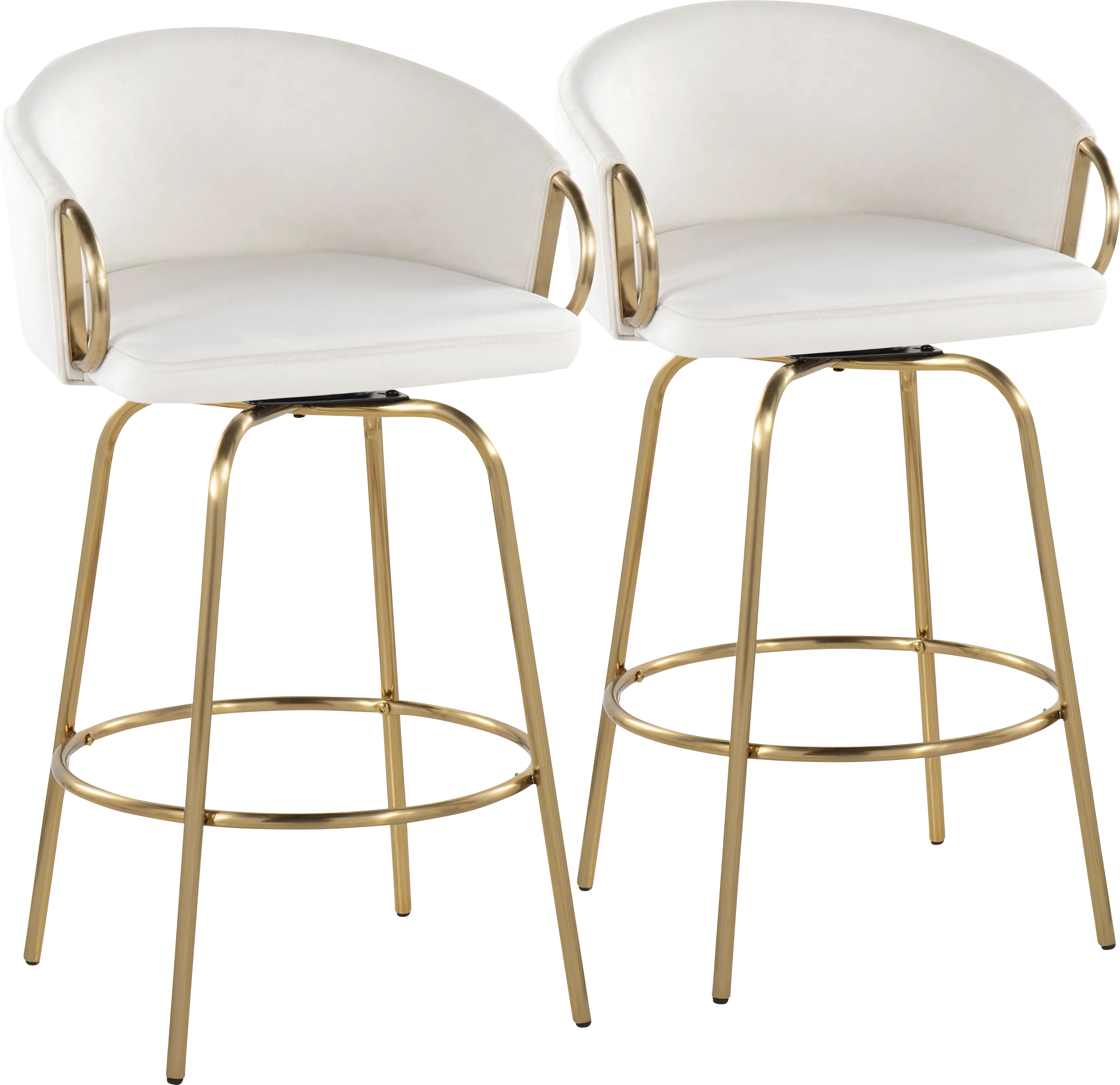 Amarante Cream Swivel Counter Height Stool, Set of 2 - Thumbnail - Image 1