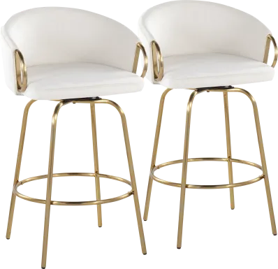 Amarante Cream Swivel Counter Height Stool, Set of 2