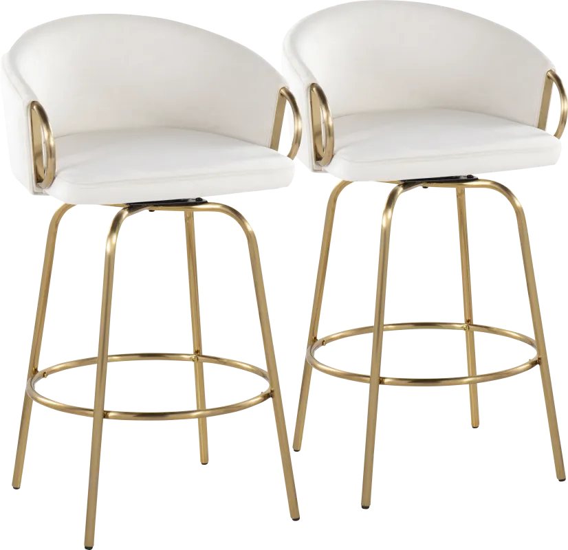 Amarante Cream Swivel Counter Height Stool, Set of 2