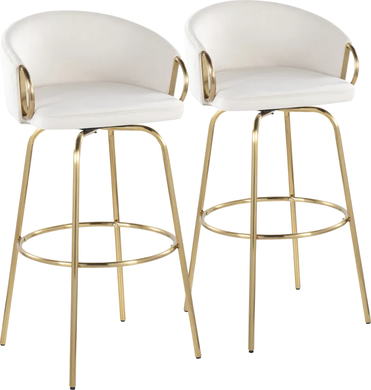 Amarante Cream Swivel Barstool, Set of 2