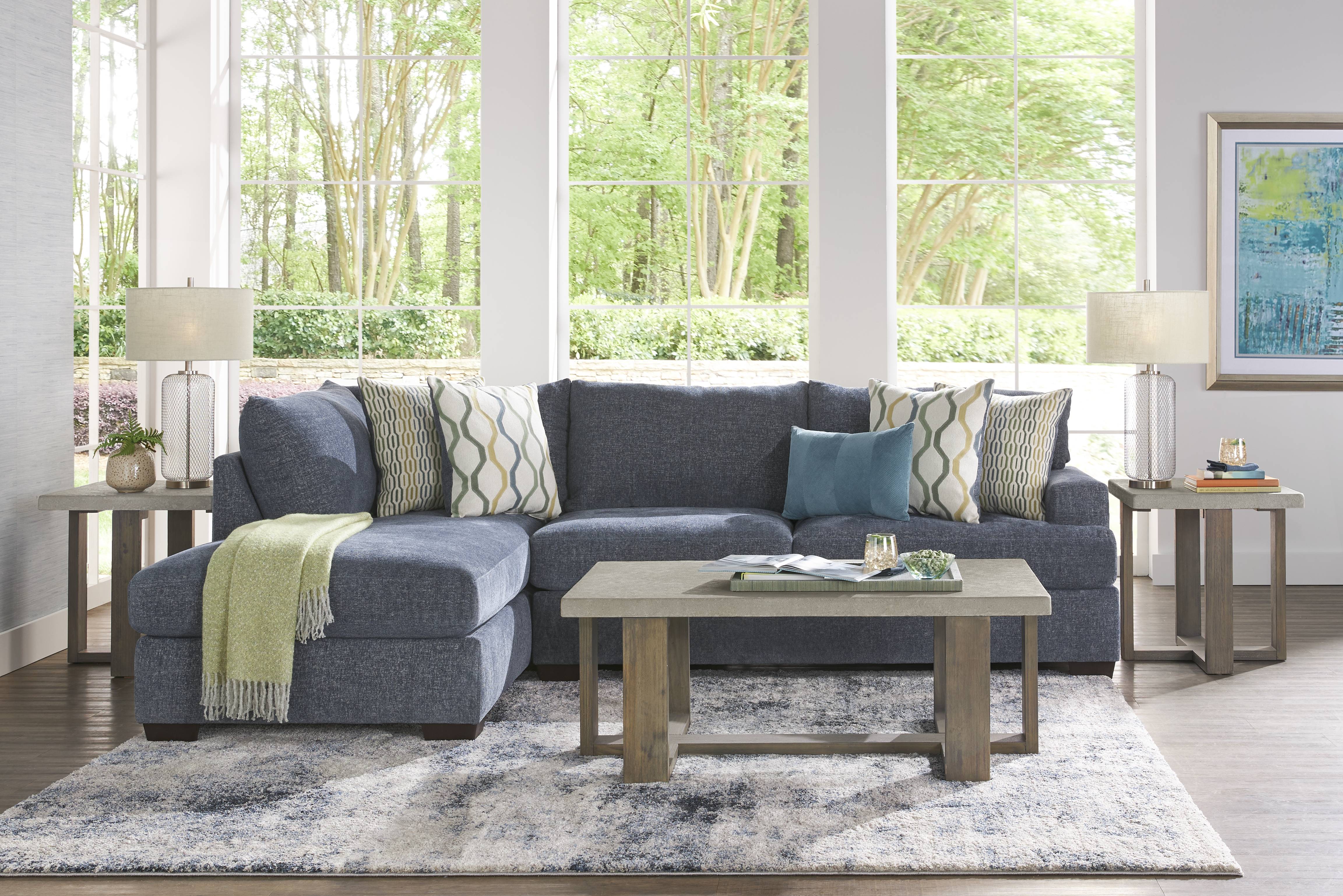 Briar Street Blue Chenille 5 Pc Sectional Living Room - Thumbnail - Image 1