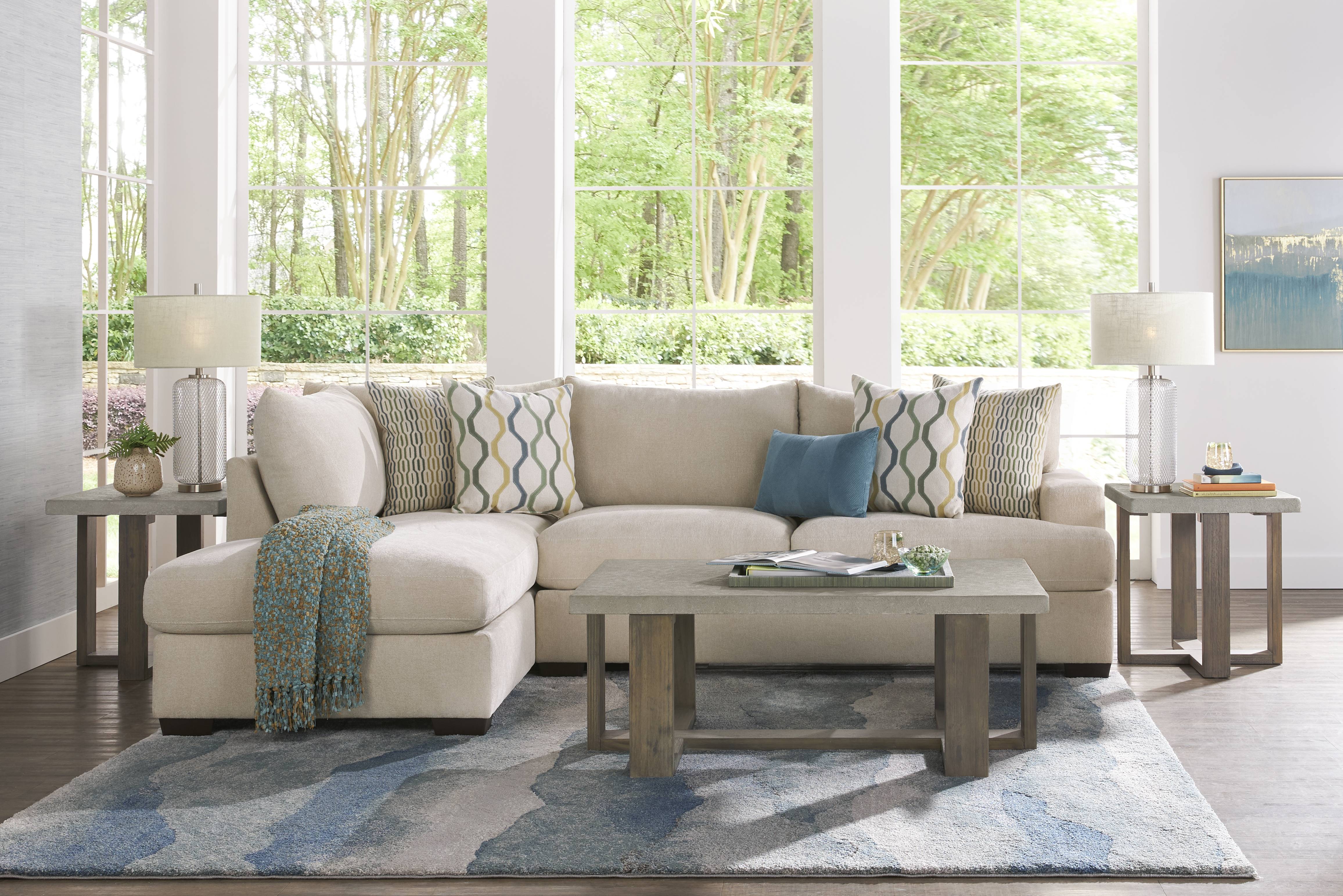 Briar Street Beige Chenille 5 Pc Sectional Living Room - Thumbnail - Image 1