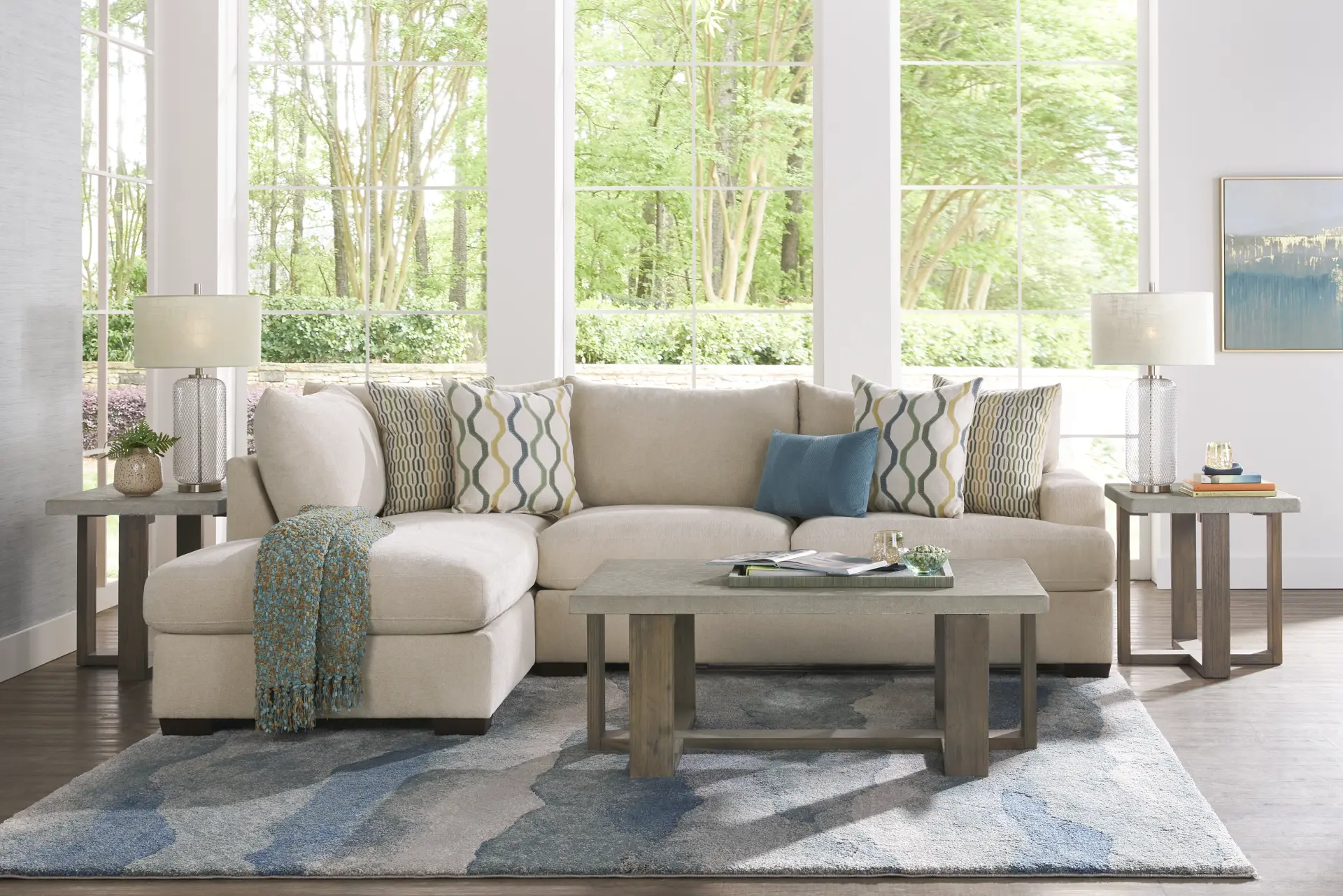 Briar Street Beige Chenille 5 Pc Sectional Living Room