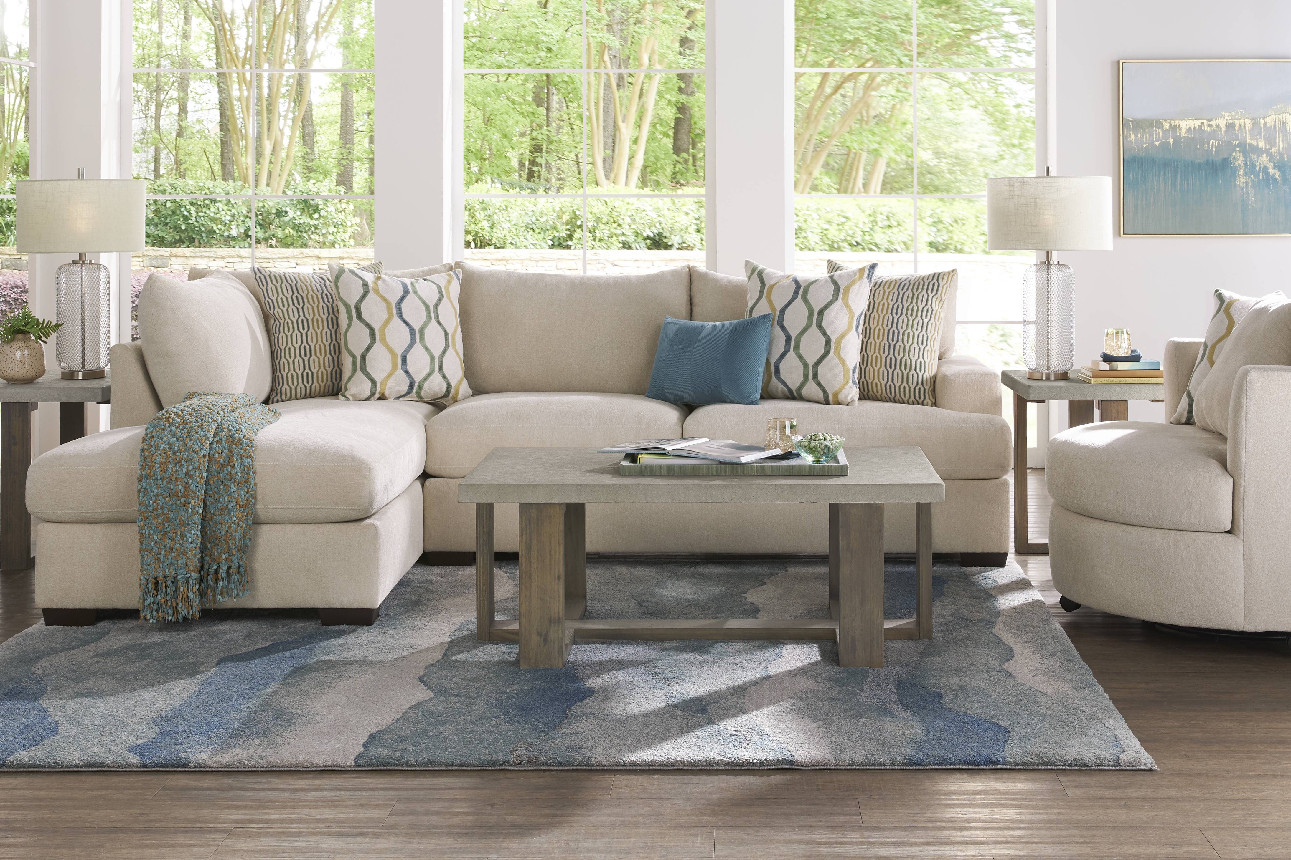 Briar Street Beige Chenille 6 Pc Sectional Living Room - Thumbnail - Image 1