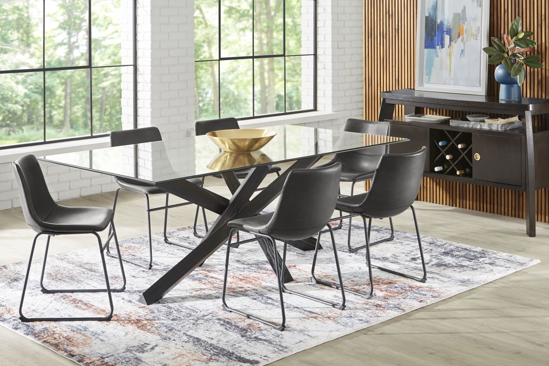 Hollybrooke Black 7 Pc Dining Room with Gray Chairs - Image 1