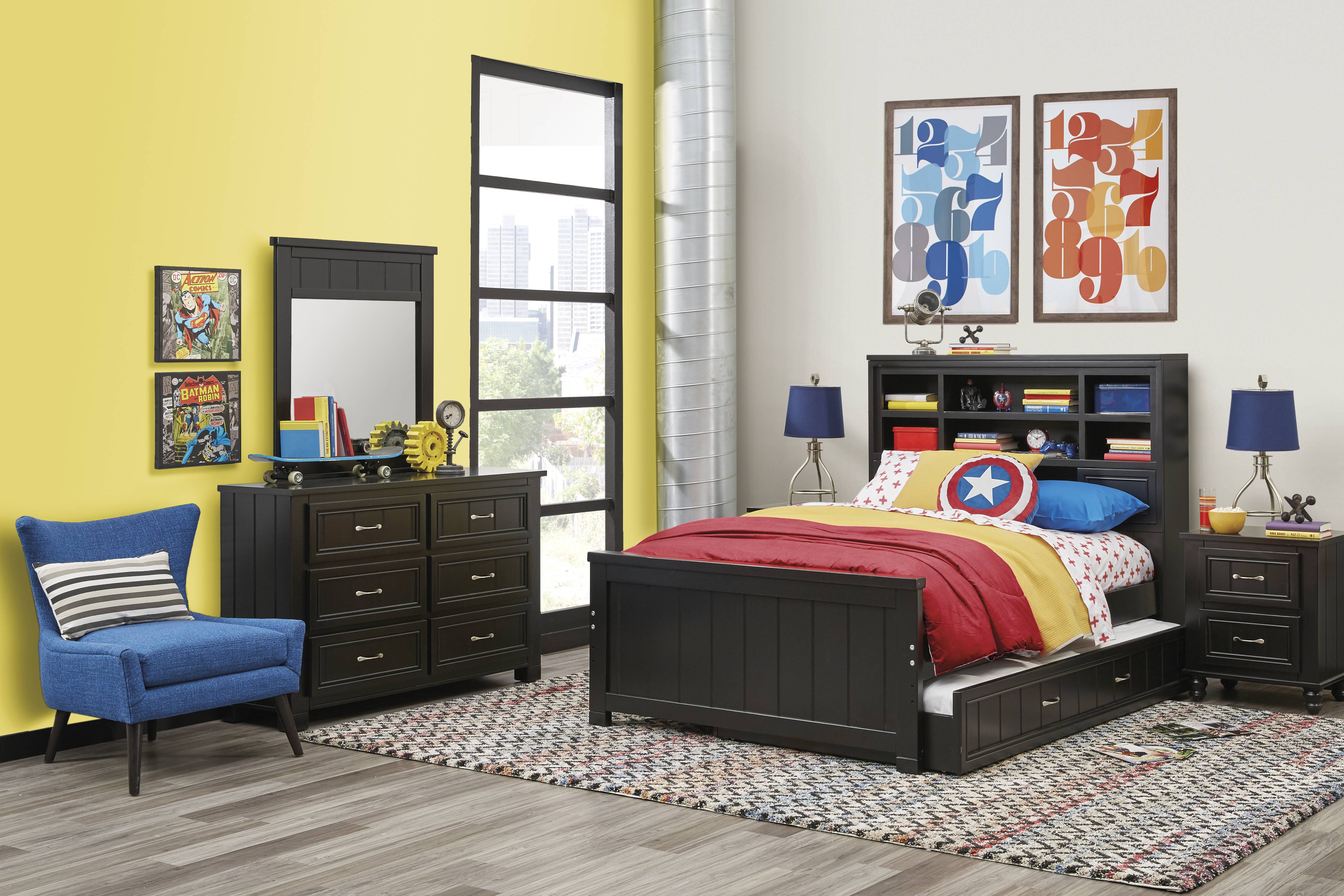Kids Cottage Colors Black Twin Bookcase Bed