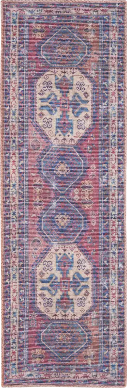 Arella Lynn Red/Navy 2' x 6' Runner Rug