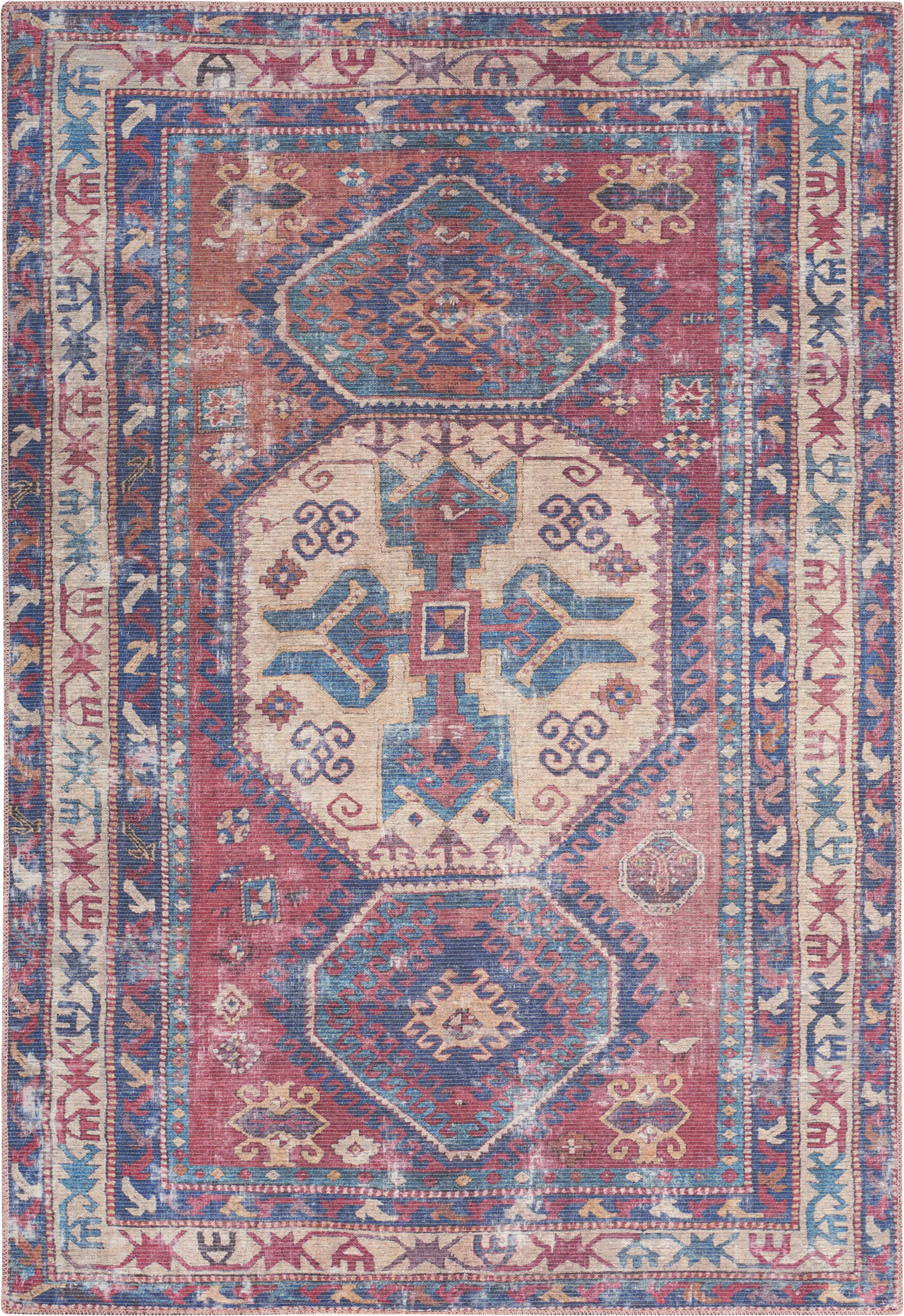 Arella Lynn Red/Navy 4' x 6' Rug - Image 1