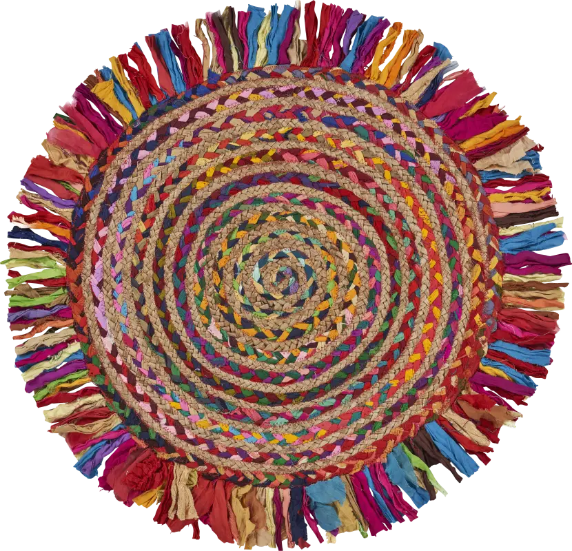 Reizu Red/Multi 3'6 Round Rug