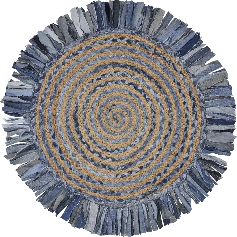 Reizu Blue 5'6 Round Rug