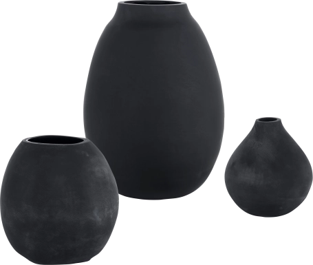 Eljin Black Vase, Set of 3