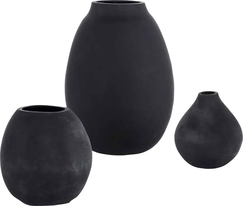 Eljin Black Vase, Set of 3
