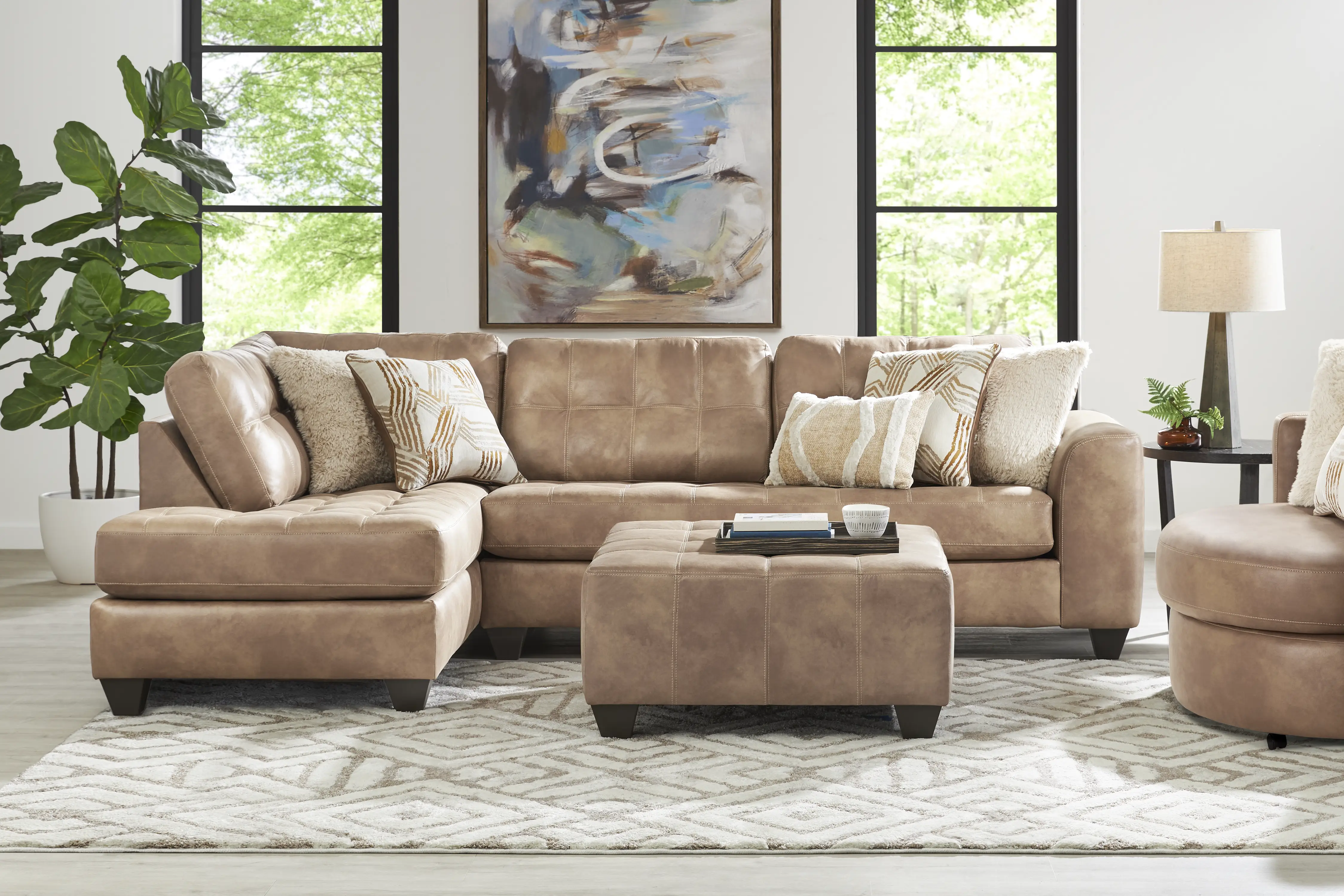 Bellinger Camel 3 Pc Sectional Living Room - Thumbnail - Image 1