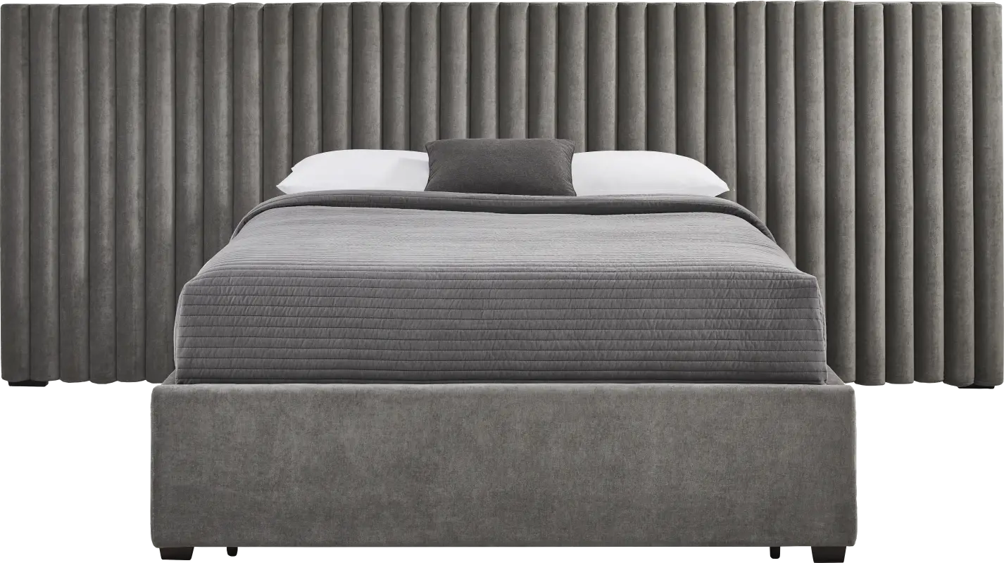 Belvedere Smoke 4 Pc King Upholstered Storage Wall Bed