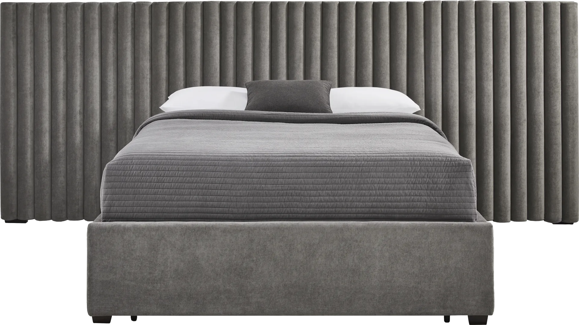 Belvedere Smoke 4 Pc Queen Upholstered Storage Wall Bed - Image 1
