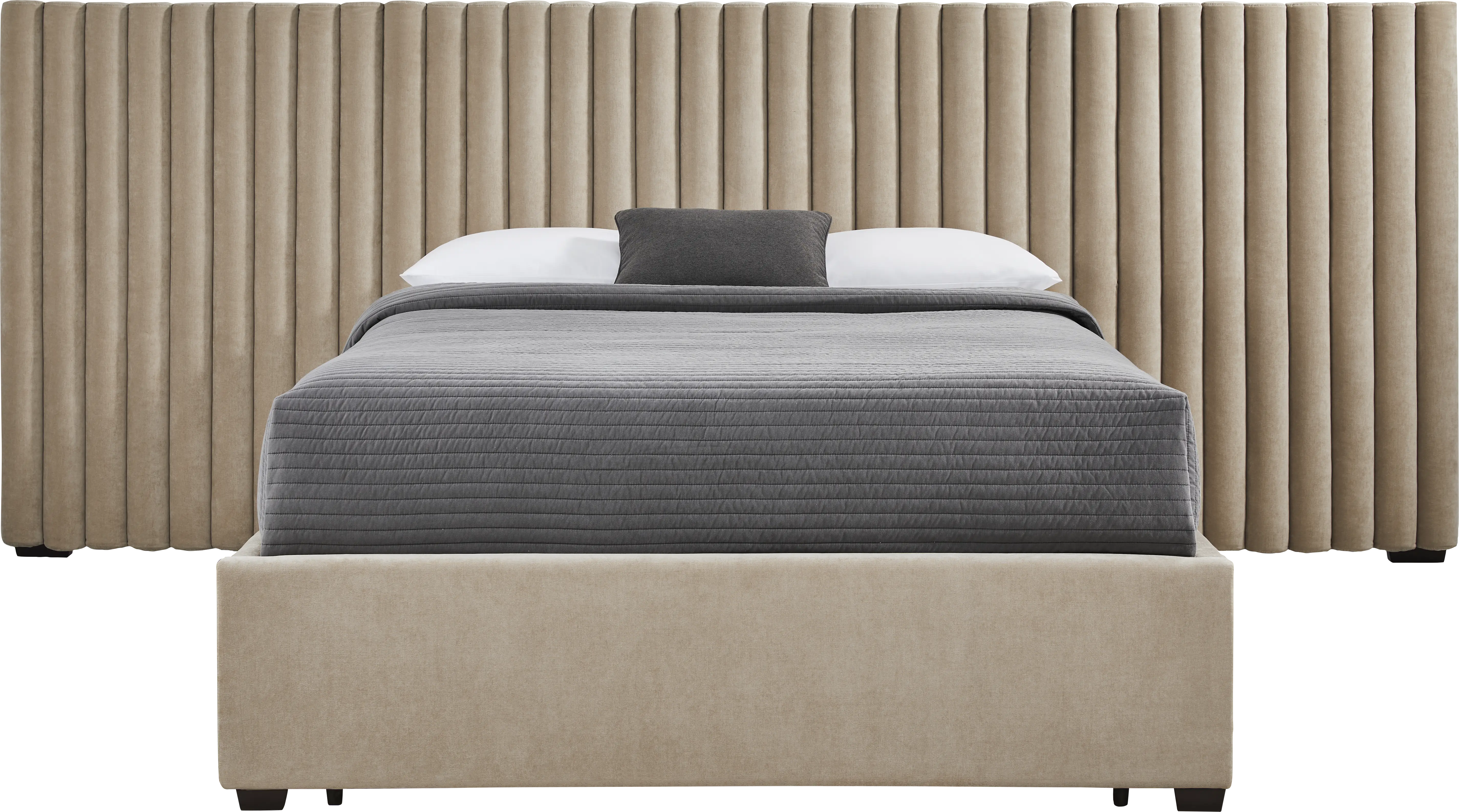 Belvedere Beige 4 Pc King Upholstered Storage Wall Bed - Thumbnail - Image 1