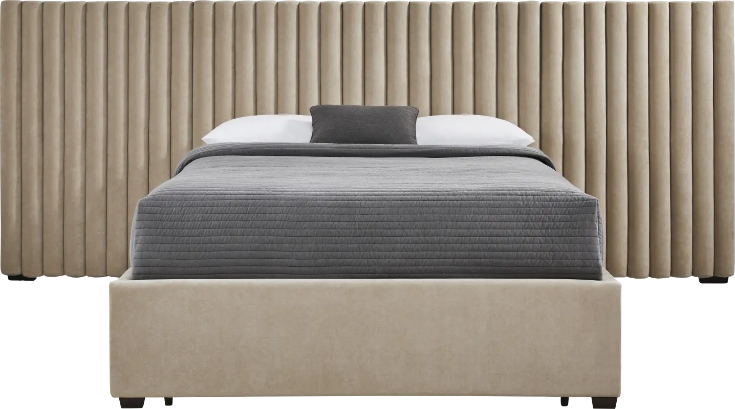 Belvedere Beige 4 Pc Queen Upholstered Storage Wall Bed