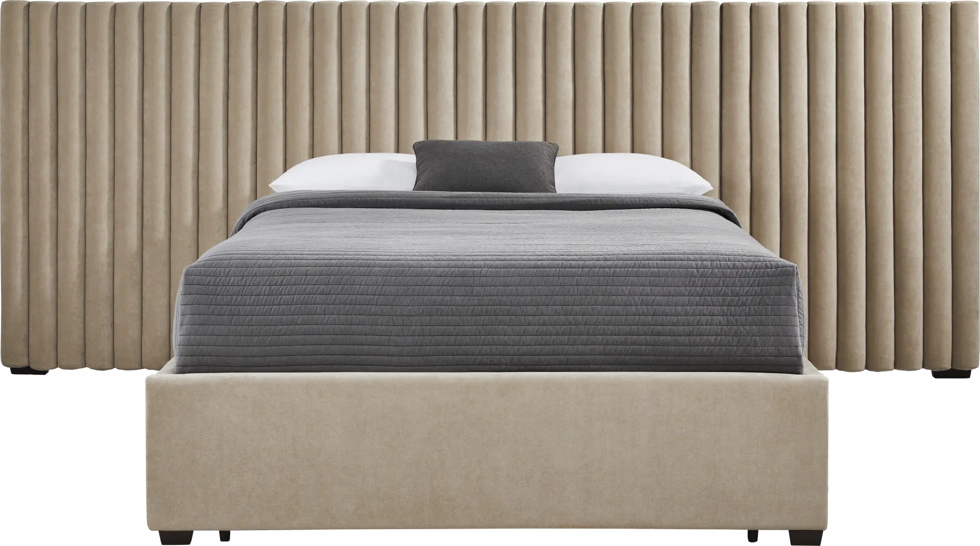 Belvedere Beige 4 Pc Queen Upholstered Storage Wall Bed