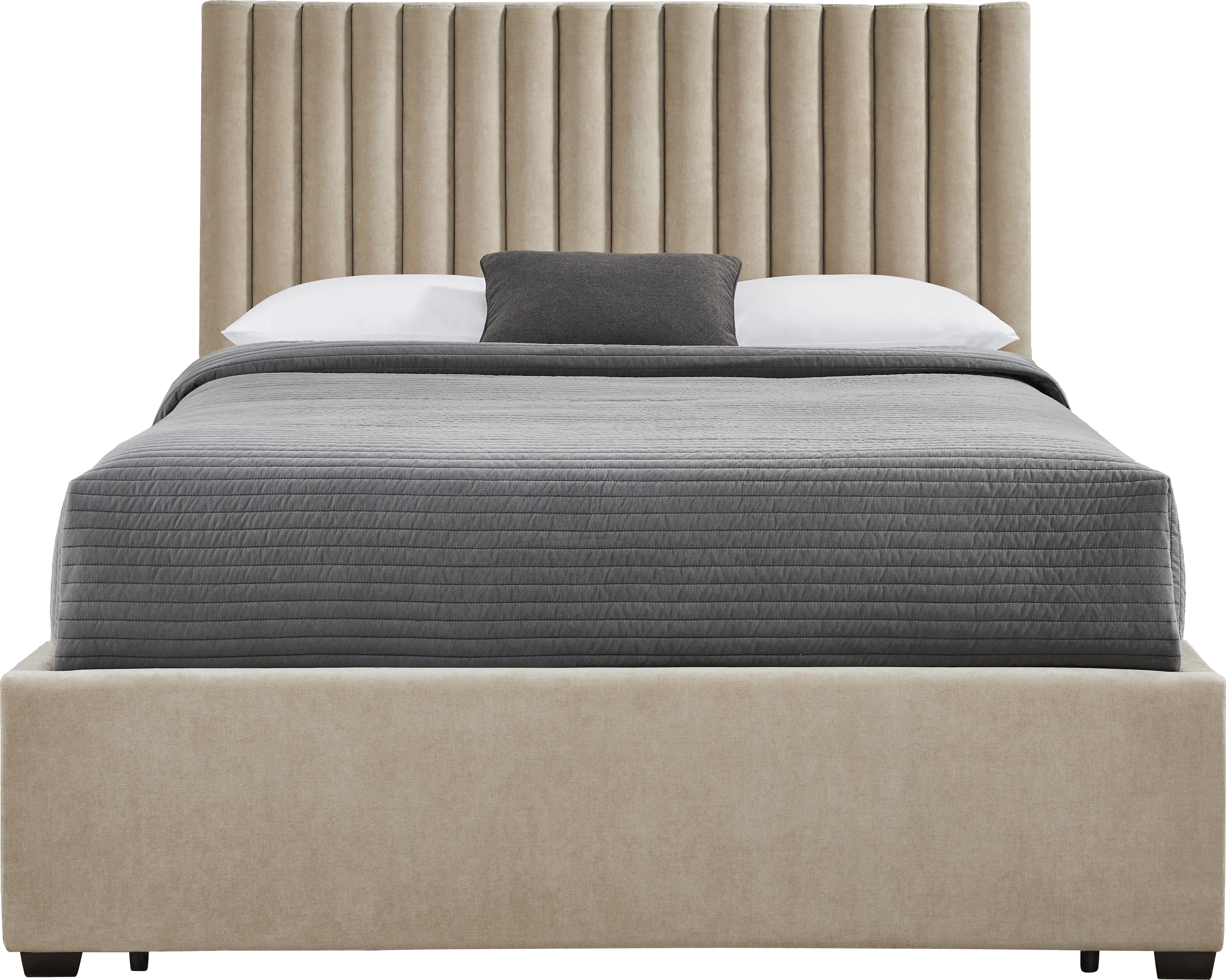 Belvedere Beige 3 Pc Queen Upholstered Storage Bed - Thumbnail - Image 1