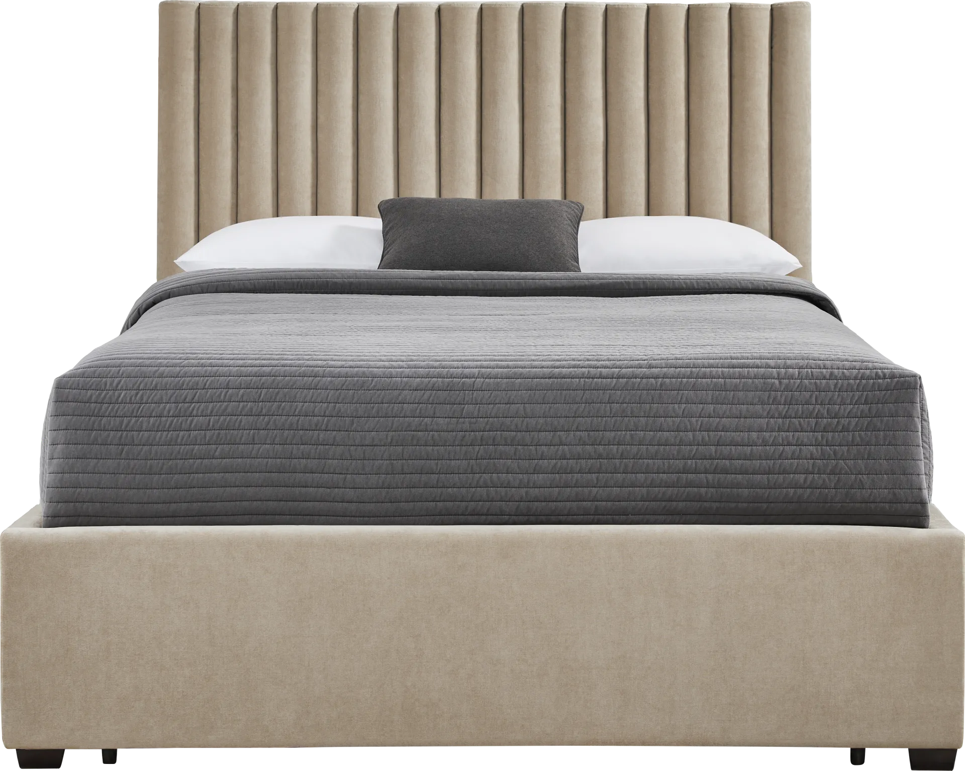 Belvedere Beige 3 Pc Queen Upholstered Storage Bed - Image 1