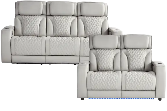 Port Royal Gray Leather Loveseat