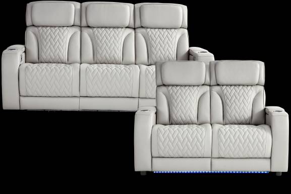 Port Royal Gray Leather Loveseat