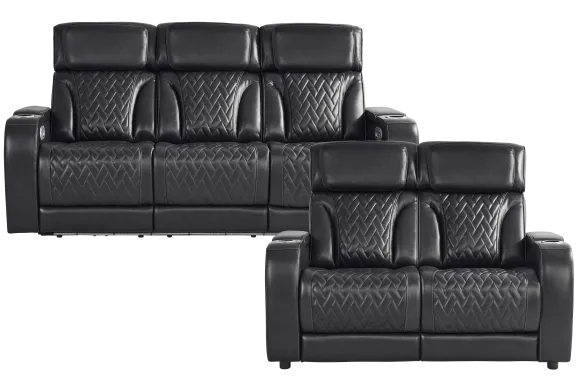 Port Royal Midnight Leather Loveseat