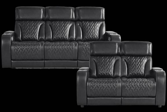Port Royal Midnight Leather Loveseat