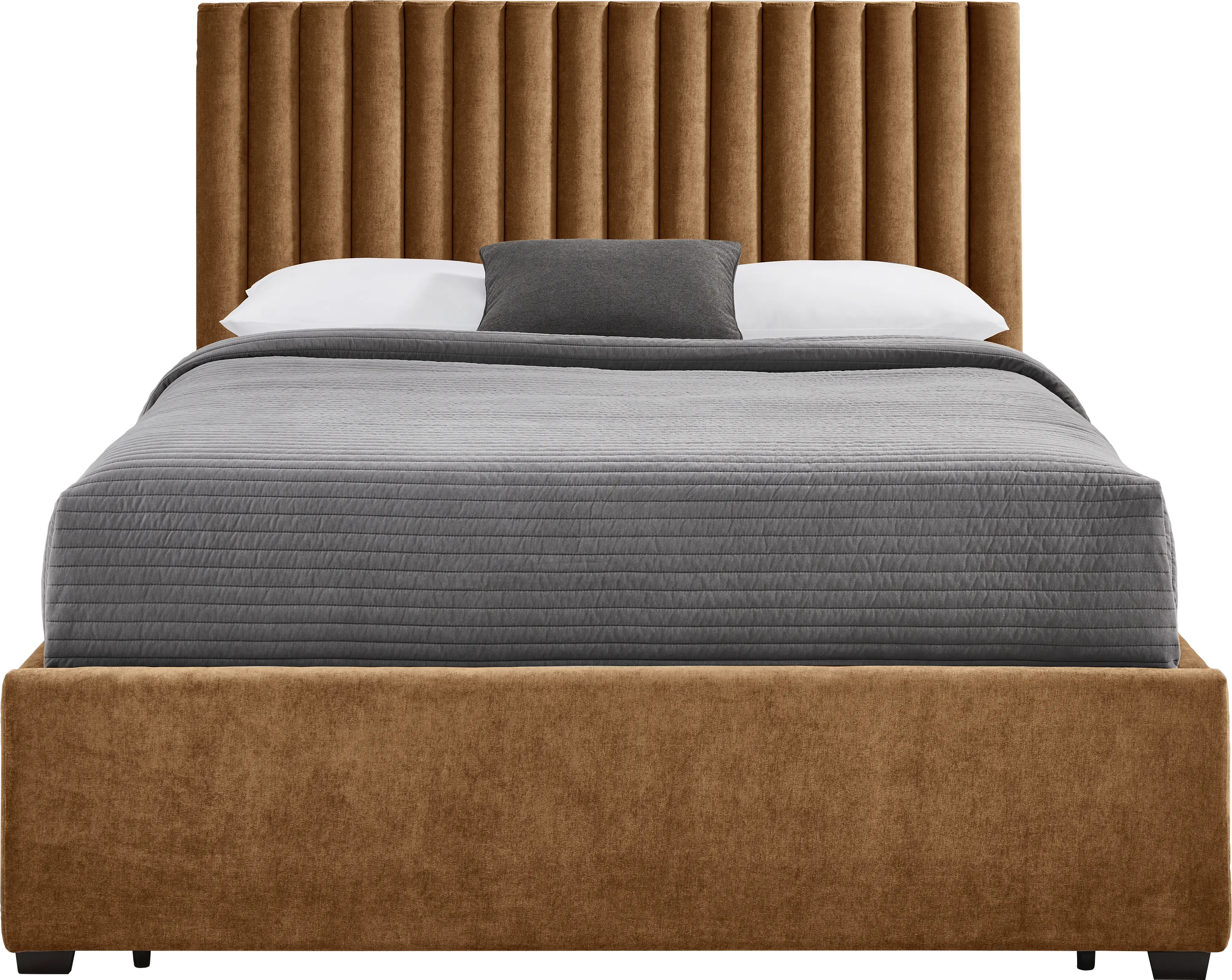 Belvedere Cognac 3 Pc Queen Upholstered Storage Bed - Thumbnail - Image 1