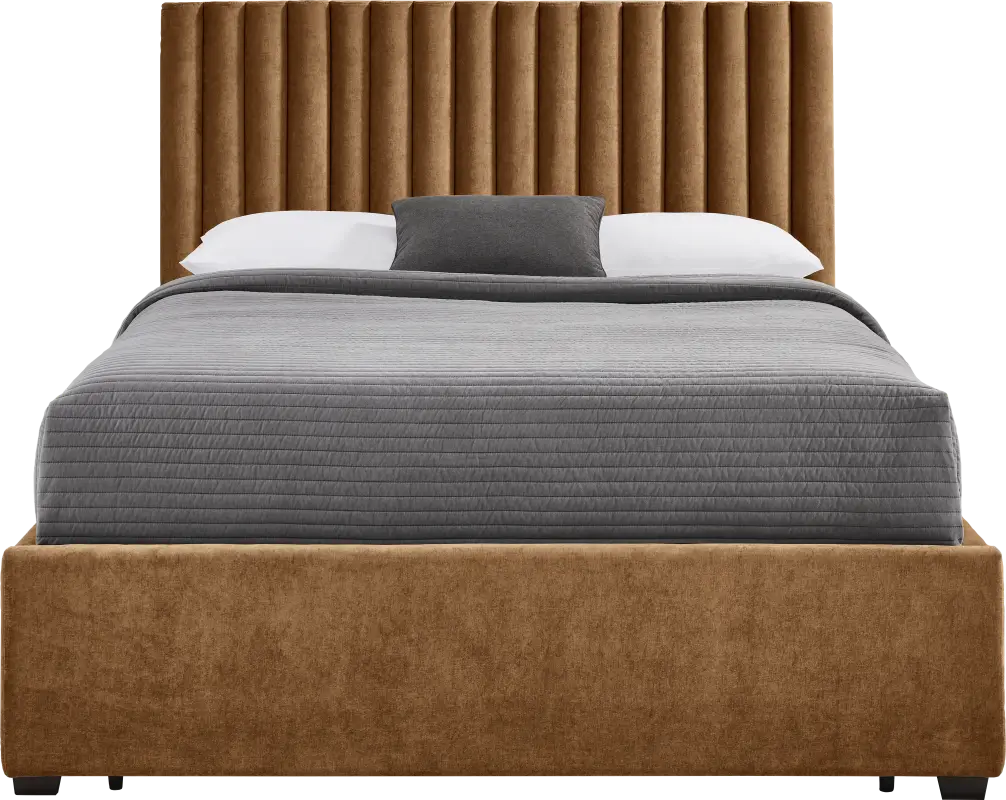 Belvedere Cognac 3 Pc Queen Upholstered Storage Bed
