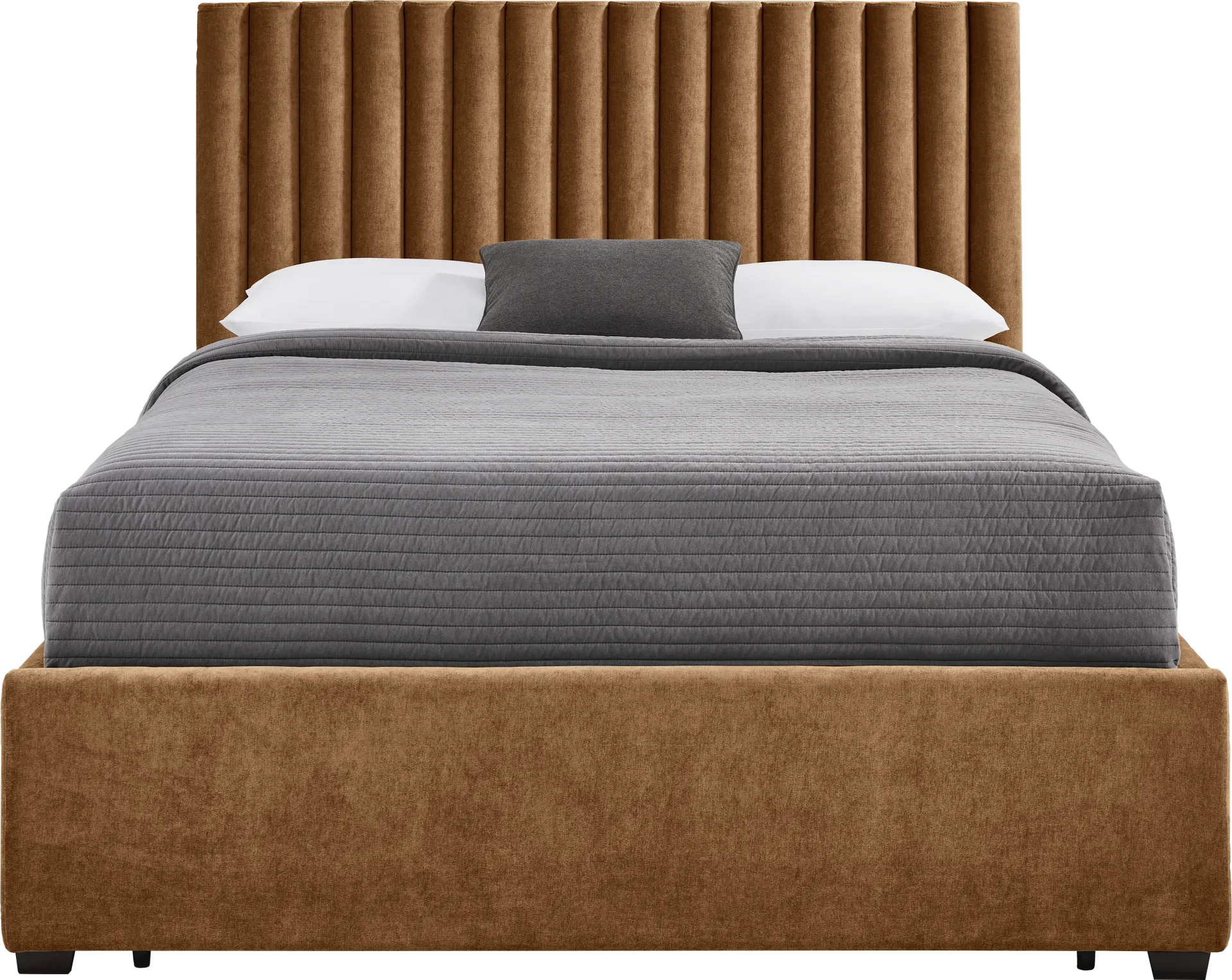 Belvedere Cognac 3 Pc King Upholstered Storage Bed - Image 1