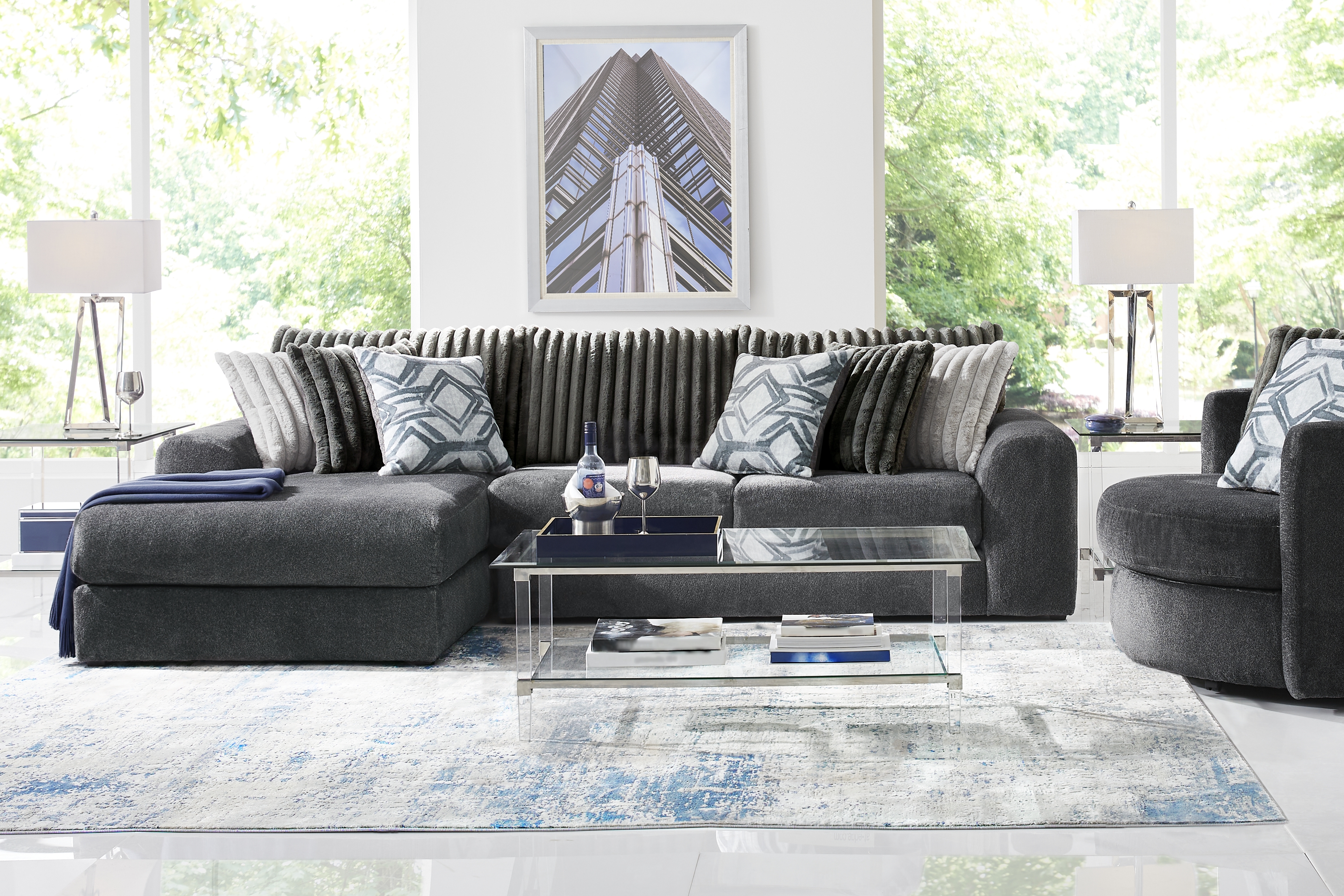 Moreau Street Black 5 Pc Sectional Living Room - Thumbnail - Image 1