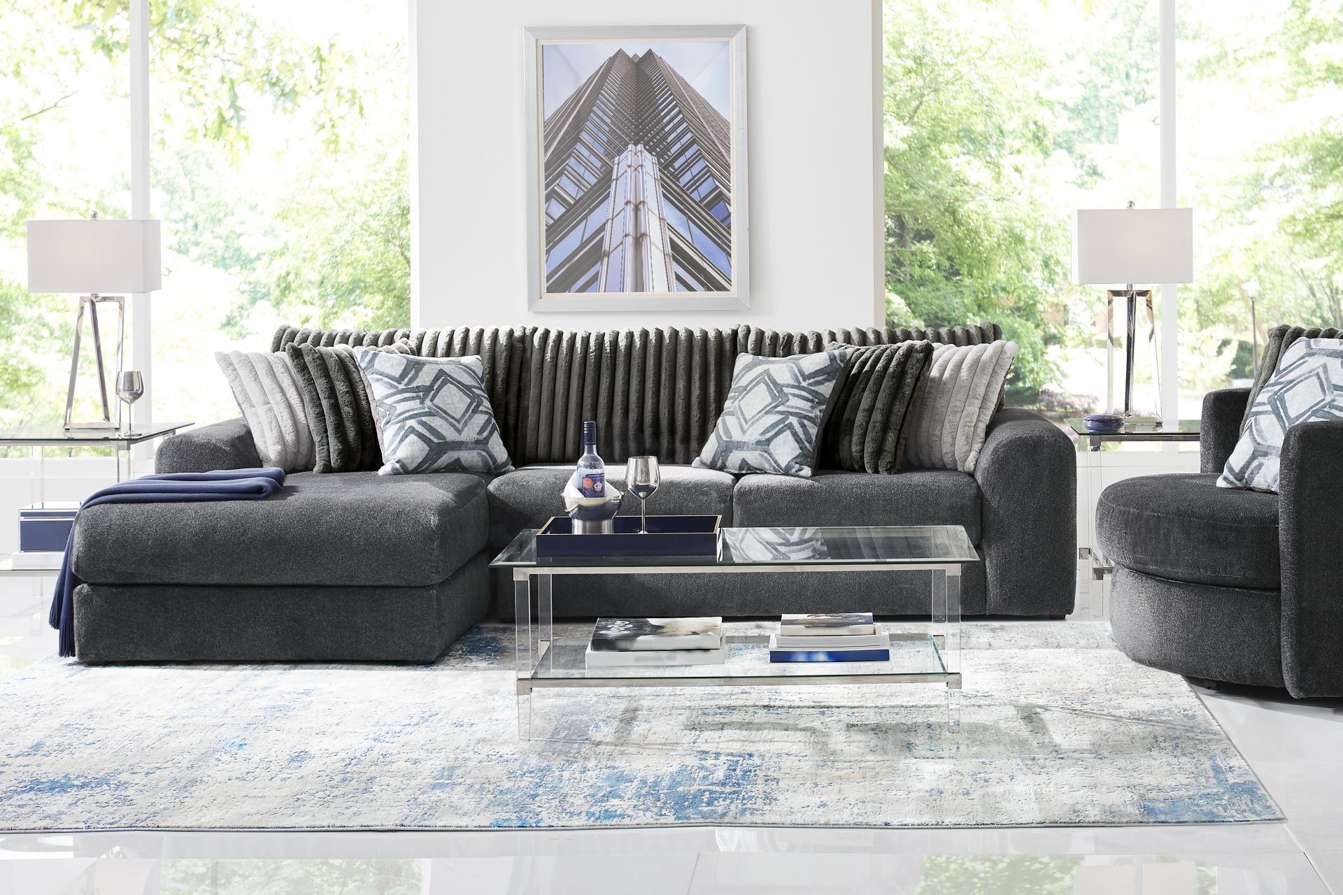 Moreau Street Black 5 Pc Sectional Living Room - Image 1