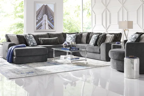 Moreau Street Black 3 Pc Sectional