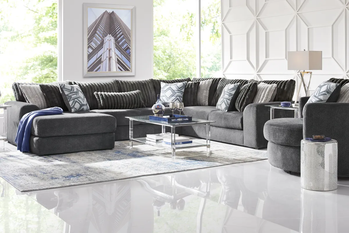 Moreau Street Black 3 Pc Sectional