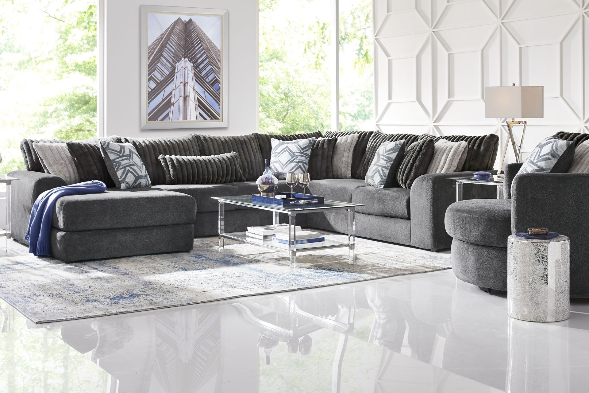 Moreau Street Black 3 Pc Sectional - Image 2
