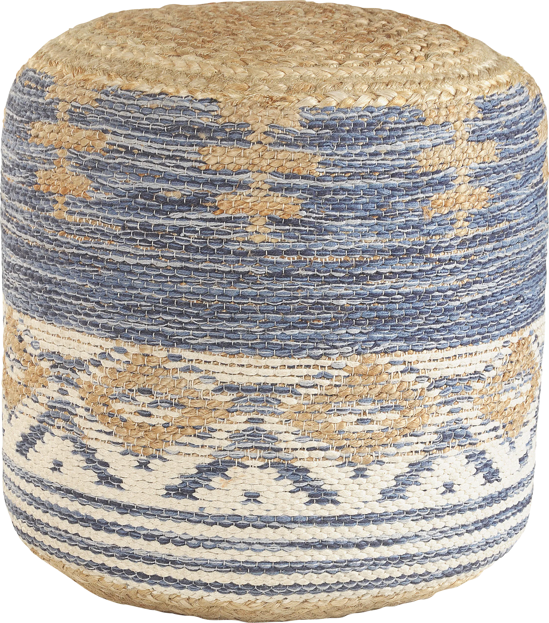 Yecoh Blue/Natural Pouf - Thumbnail - Image 1