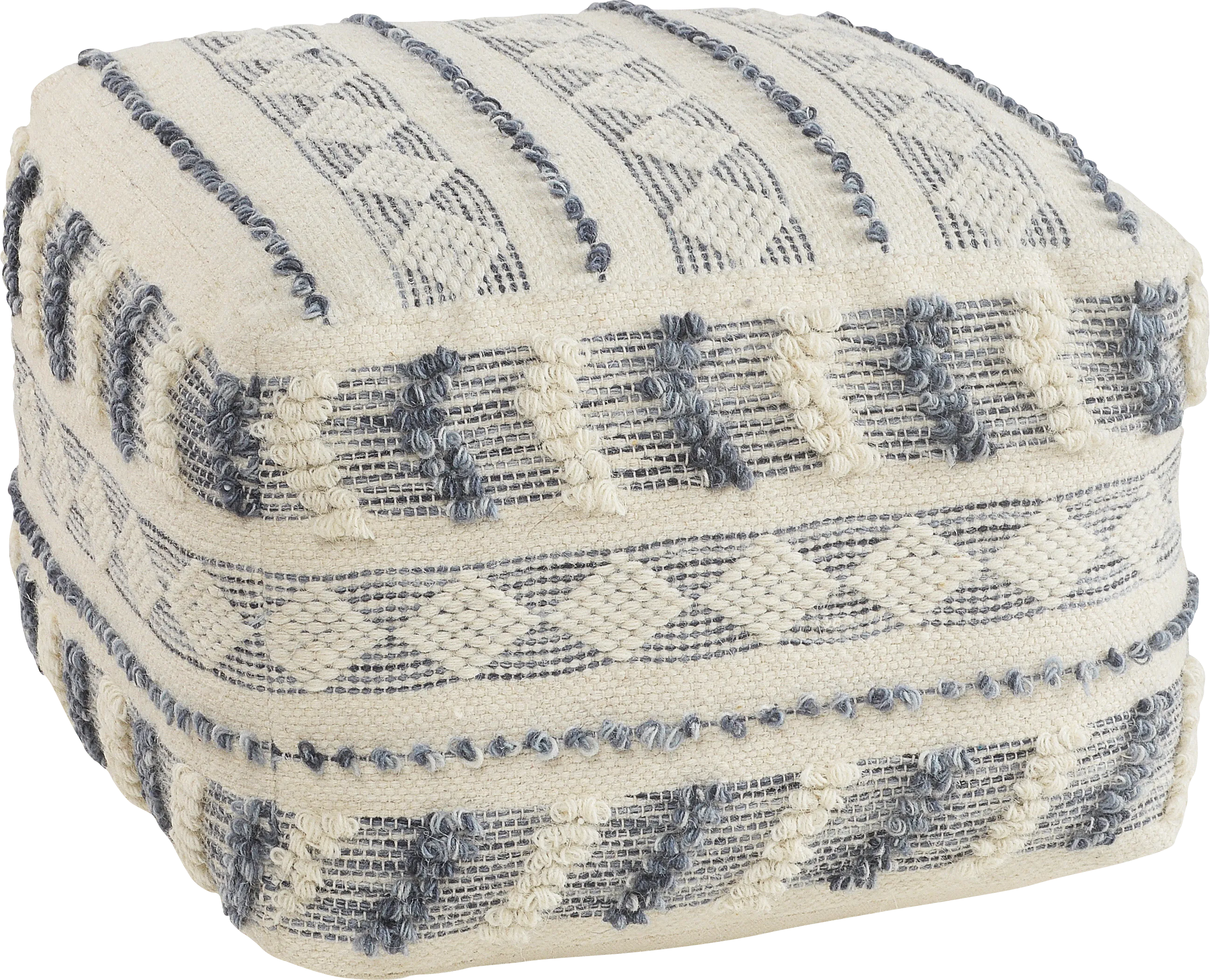 Ceinsa Blue/Ivory Pouf - Thumbnail - Image 1