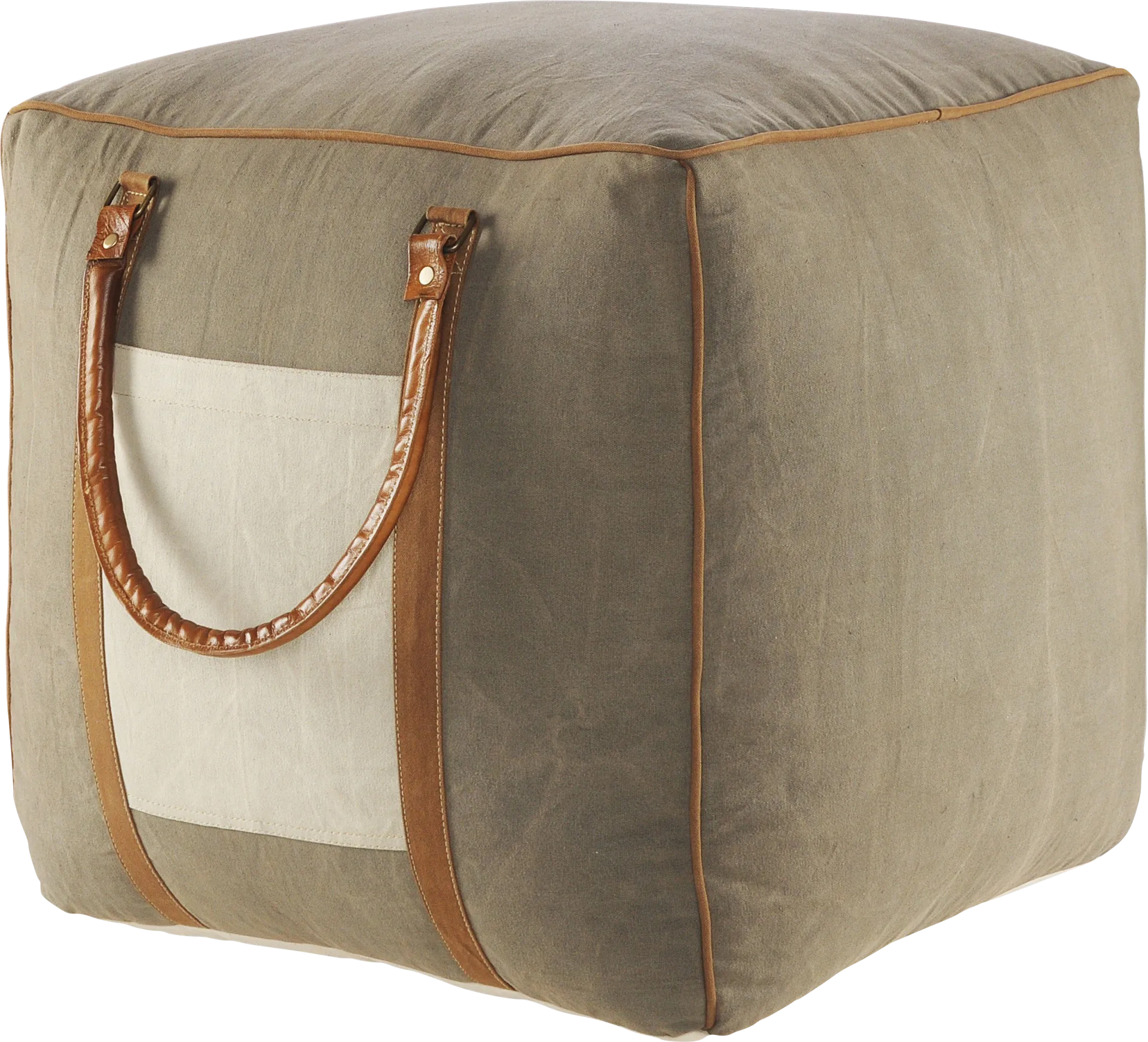 Constella Gray/Brown Pouf - Image 1