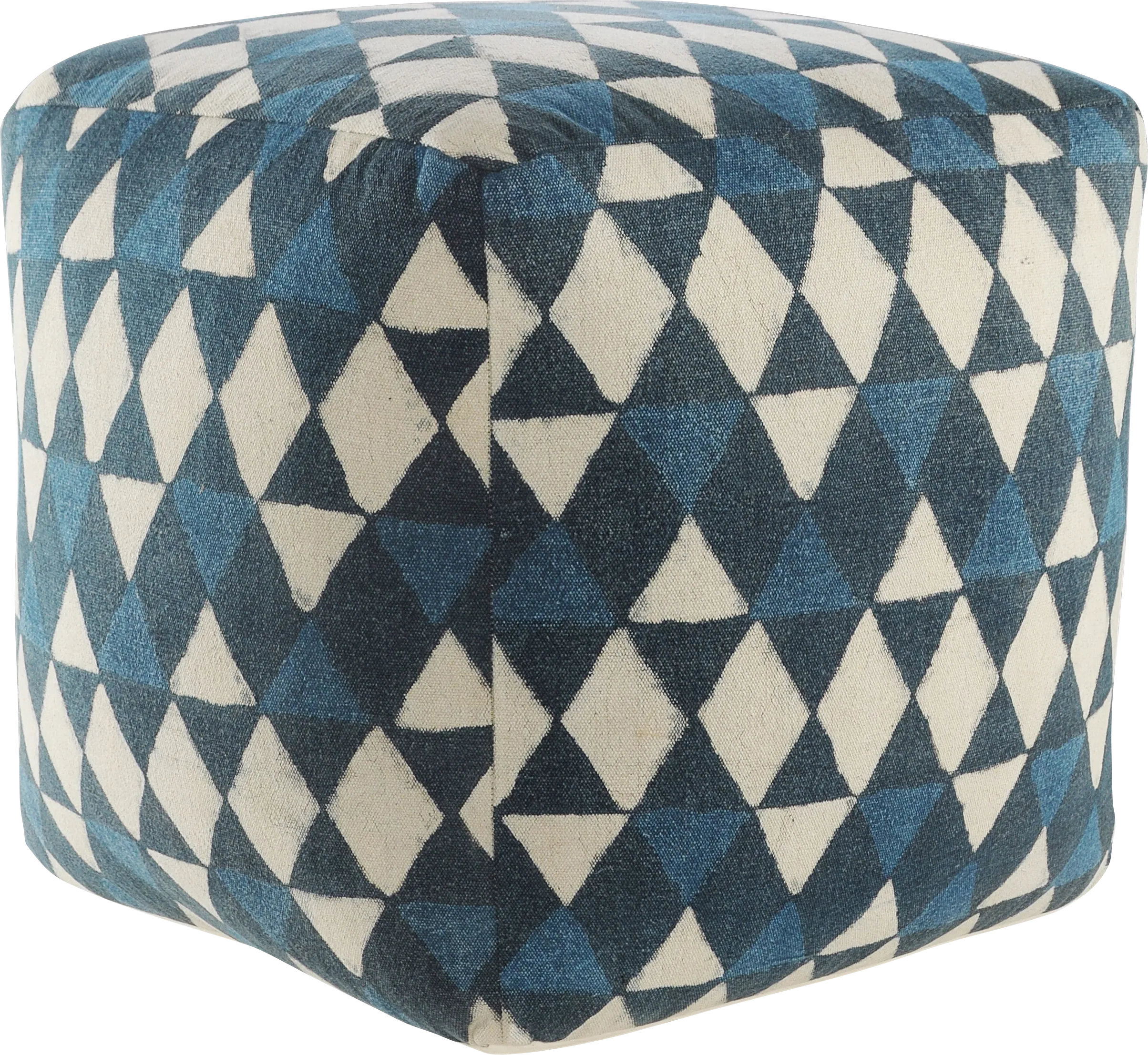 Chegue Blue/Cream Pouf - Thumbnail - Image 1