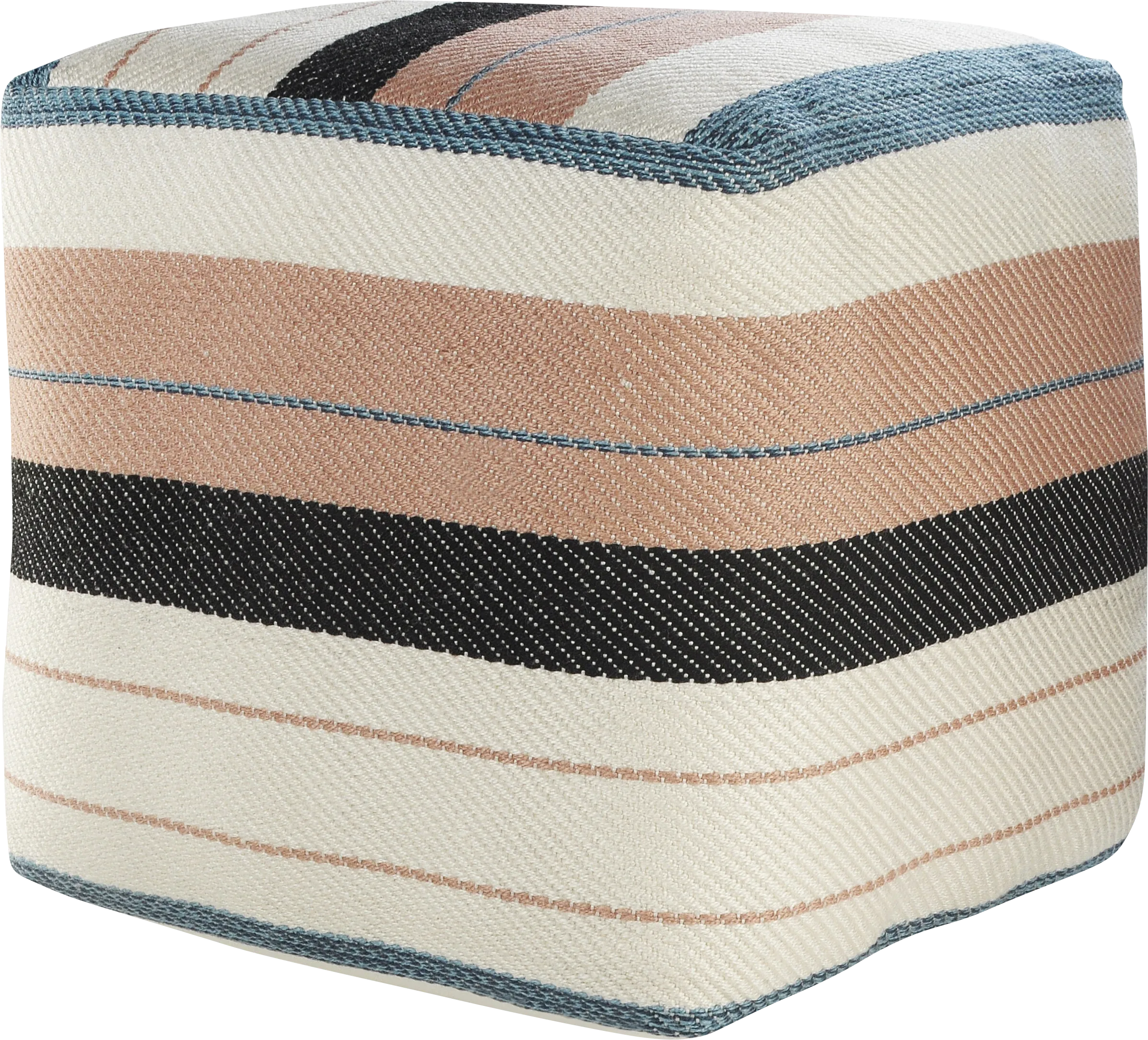 Yadui White/Pink Pouf - Thumbnail - Image 1