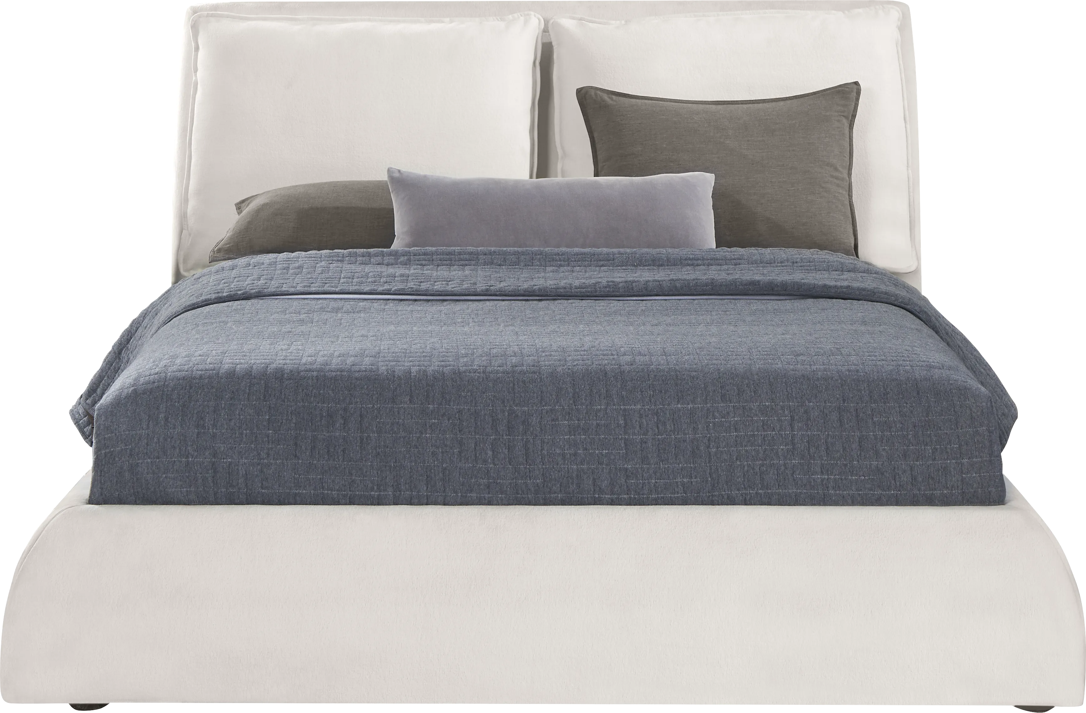 York Mills White 3 Pc King Upholstered Bed - Thumbnail - Image 1