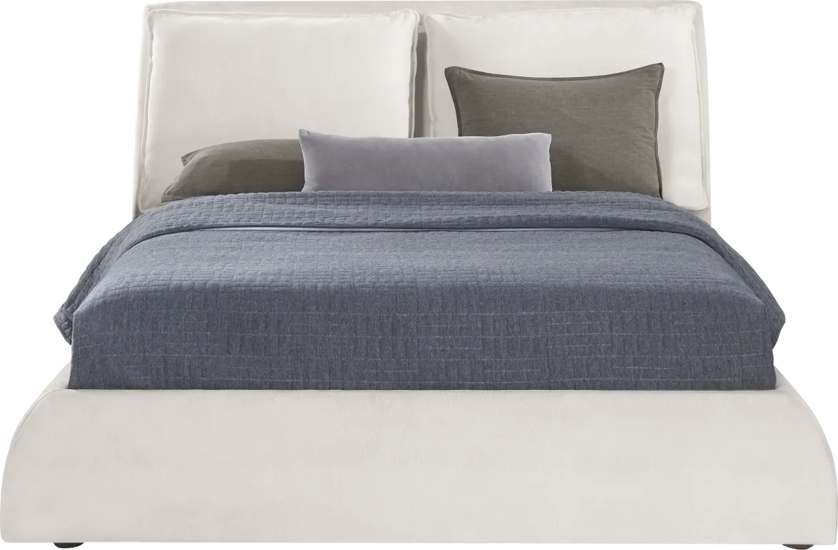 York Mills White 3 Pc Queen Upholstered Bed