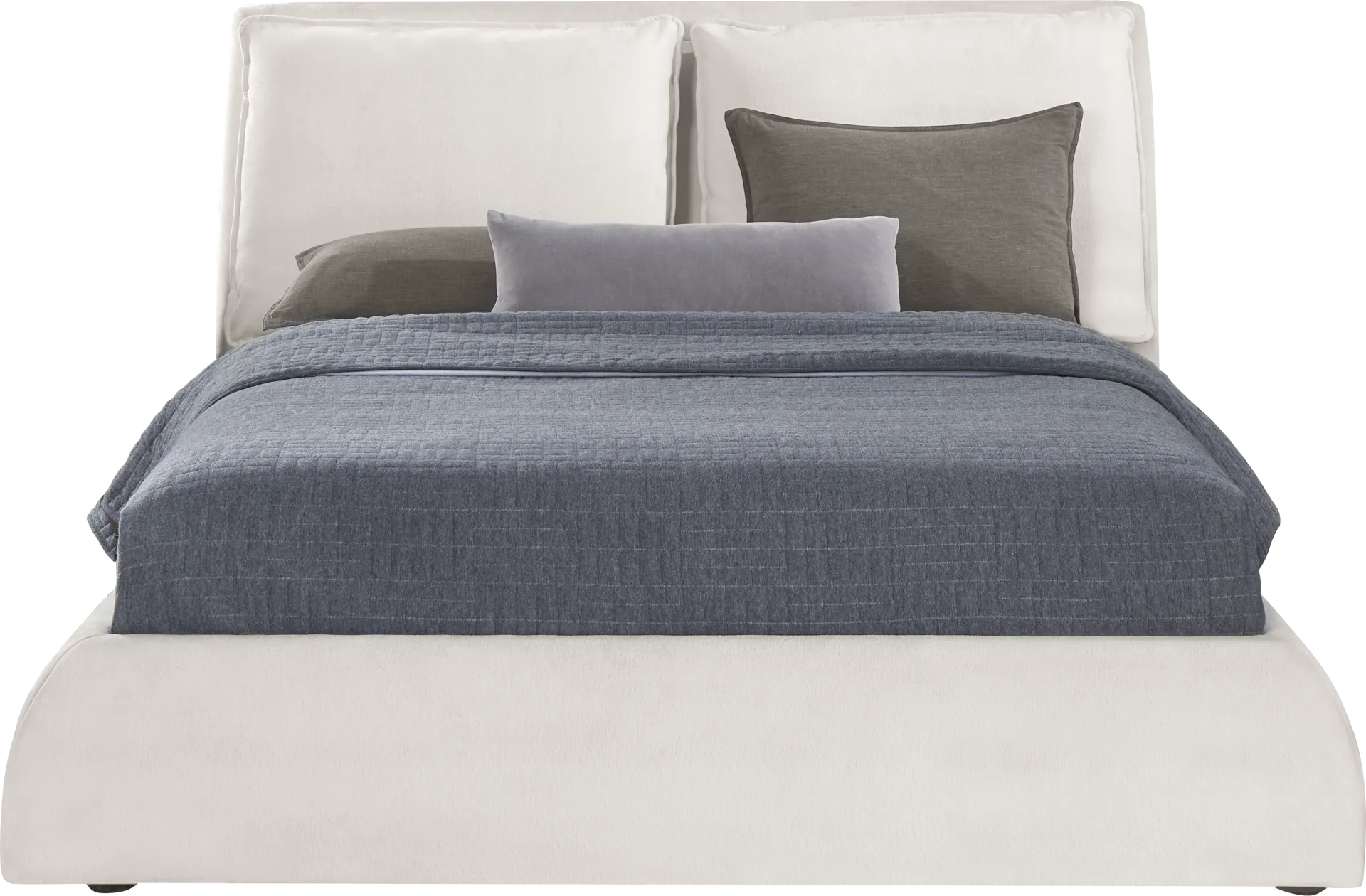 York Mills White 3 Pc King Upholstered Bed - Image 2