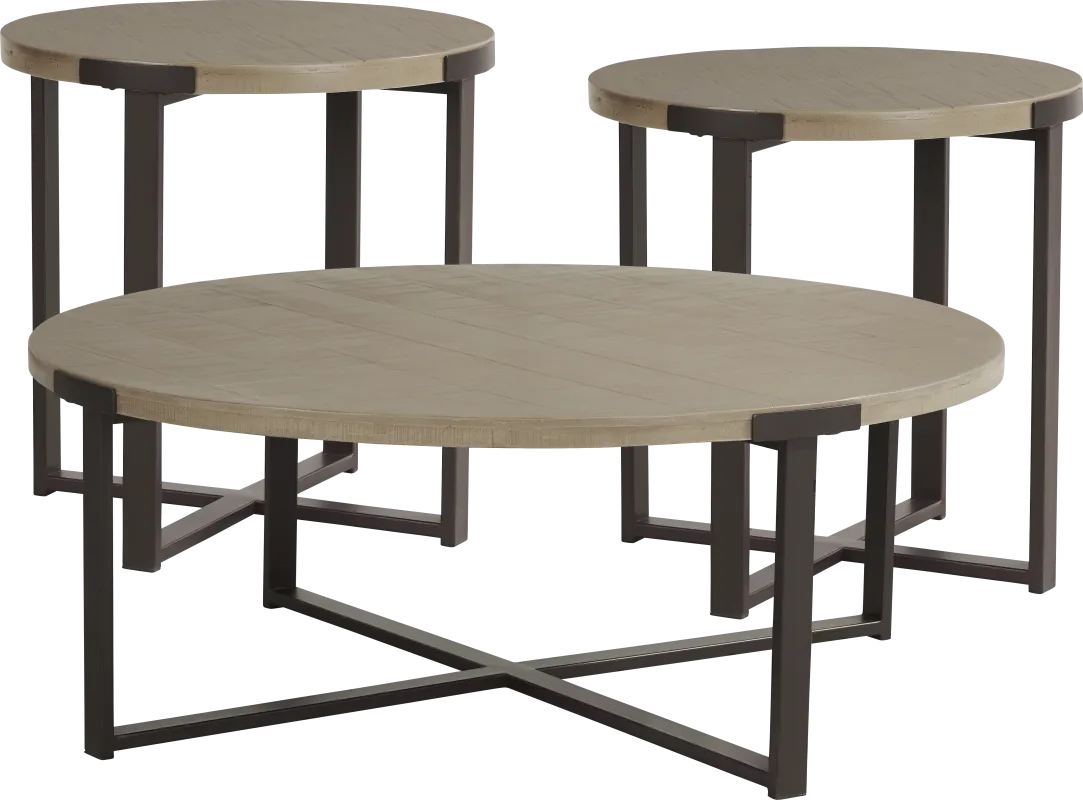 Wheeler Natural 3 Pc Occasional Table Set