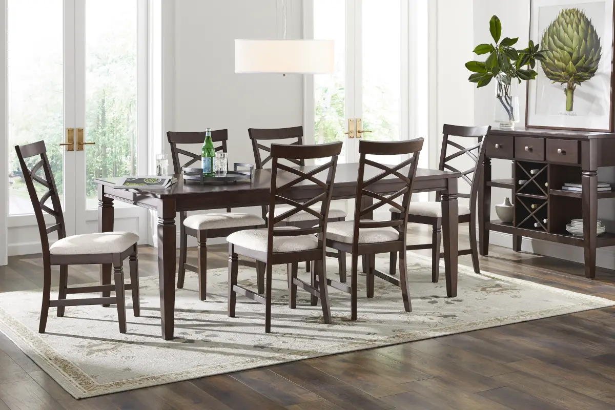 Winslow Brown Cherry Finish 5 Pc Rectangle Dining Room with X-Back Chairs