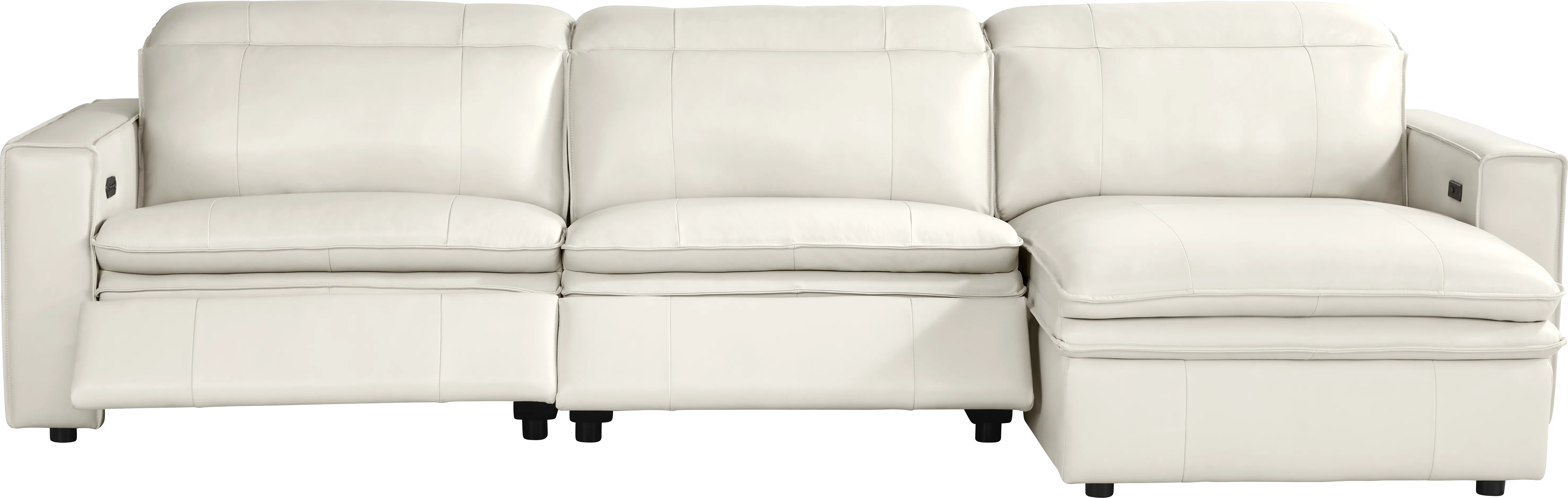 Santorini Ice Leather 3 Pc Dual Power Reclining Sectional - Thumbnail - Image 1