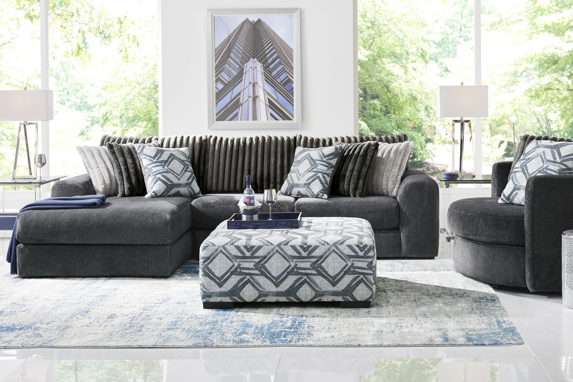 Moreau Street Black 5 Pc Sectional Living Room - Image 1