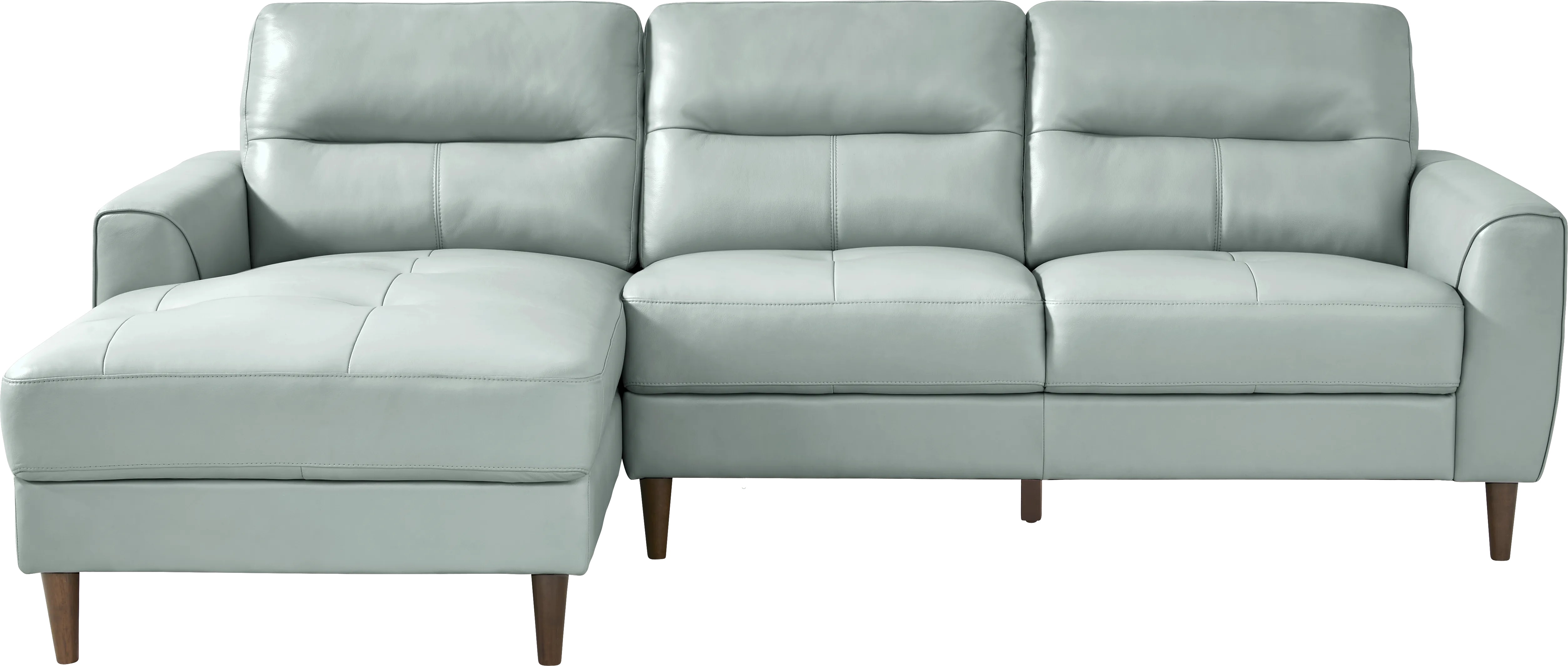 Sutton Heights Aqua Leather 2 Pc Sectional - Thumbnail - Image 1
